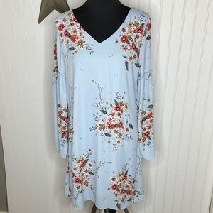 Wrangler Floral Midi Dress - Sky Blue and Crimson